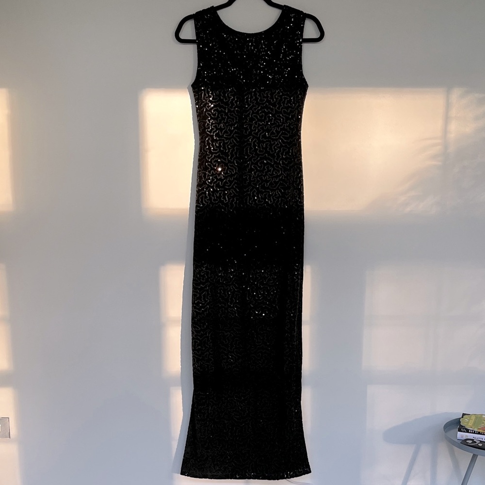 {{motel rocks}} Black Velvet Sequin Maxi Dress